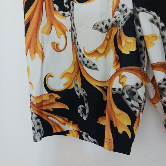 Versace Barocco Acanthus Print Men's Swim Trunks Size 6 Large BLACK GOLD $900 - Picture 8 of 16